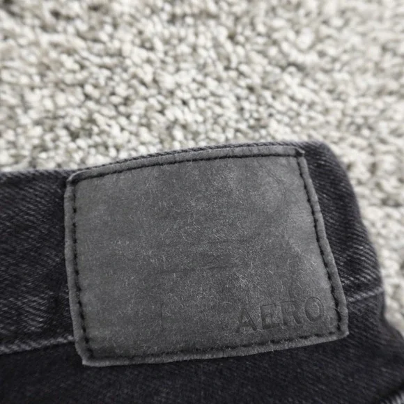 Aeropostale Jeans Womens 10 Dark Black Denim Pants Hi Rise 90s Baggy Straight - Picture 12 of 13